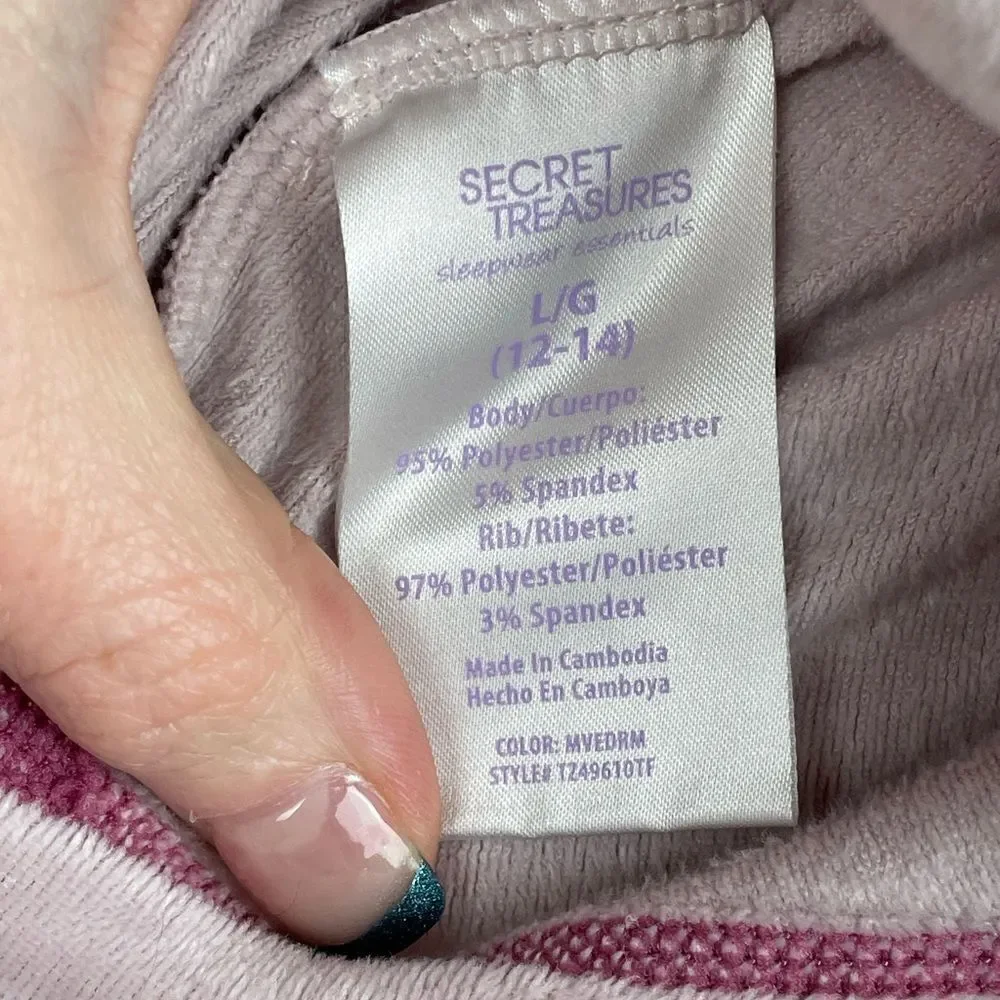 Pre-Owed Secret Treasures Pink Velour Pajama Set Size L